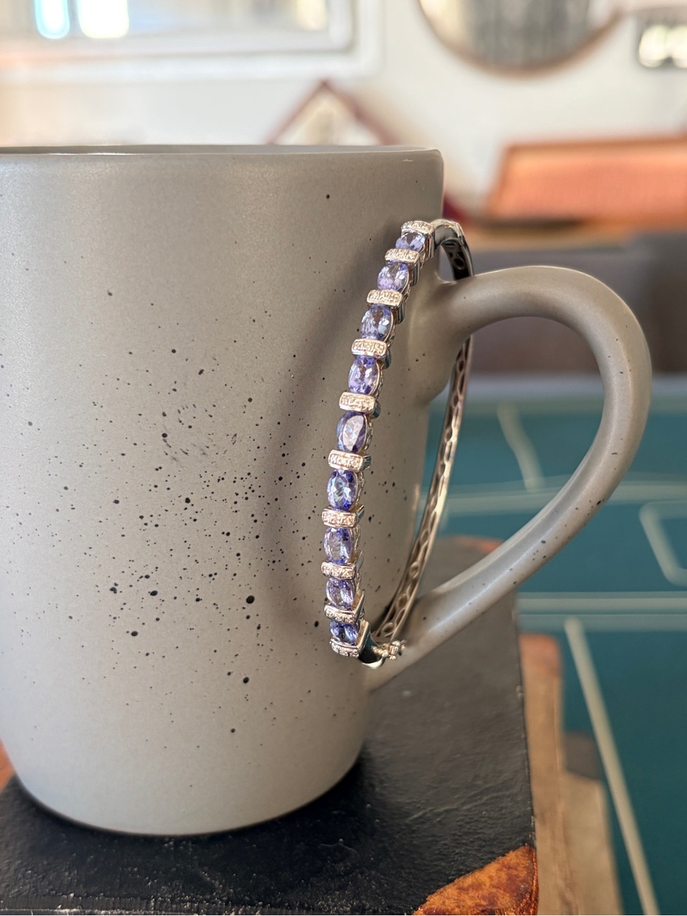 Natural Lavender Tanzanite Tennis Bangle Bracelet set in Sterling Silver